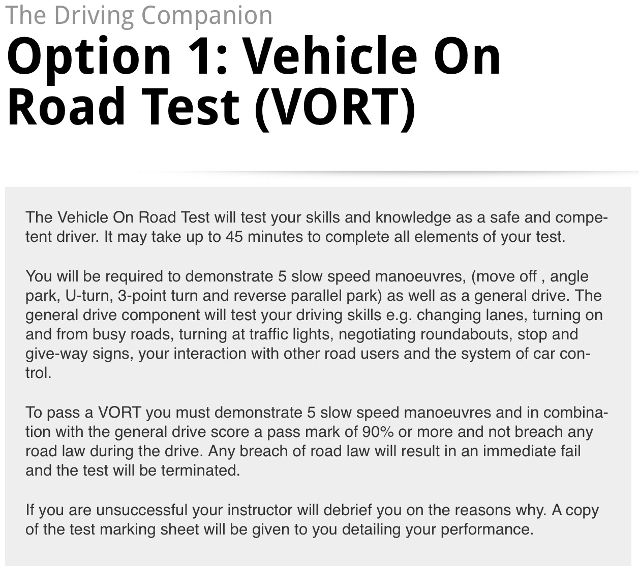 6 Immediate Fail Items in VORT